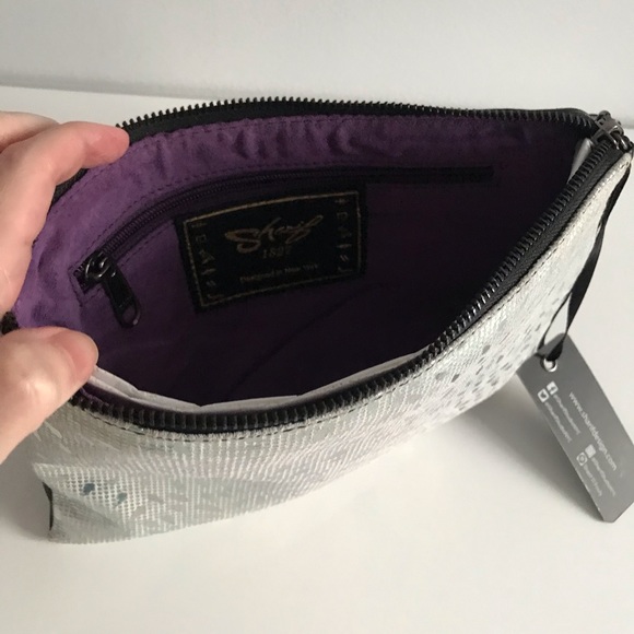 Sharif Disco Black Silver Glitter Genuine Leather Clutch Bag - Picture 8 of 14